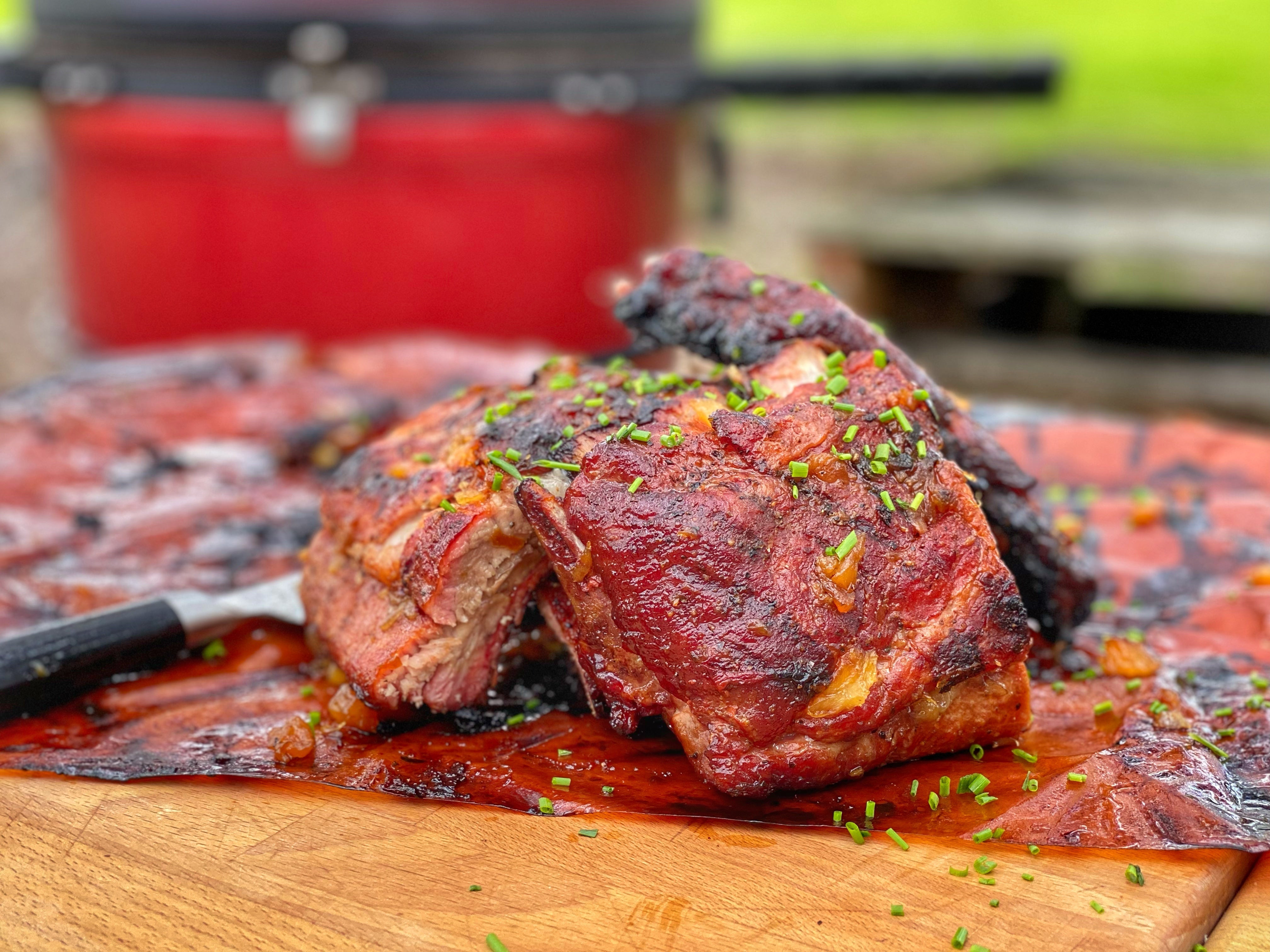 Costillas de cerdo con cebolla y piña
