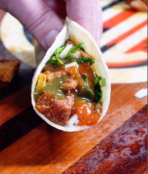 Secreto Steak and Pink Pineapple Tacos - Kamado Joe