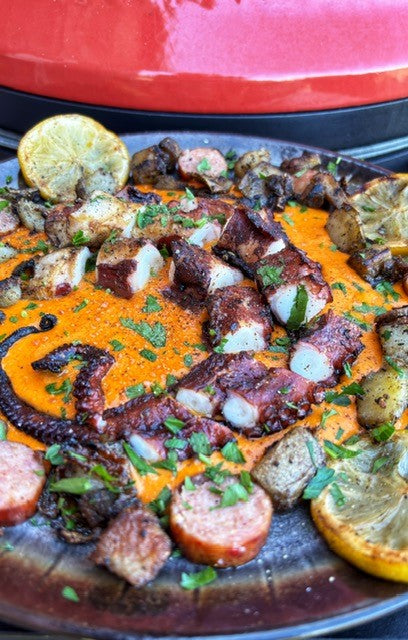 Grilled Octopus with Smokey Romesco Sauce - Kamado Joe