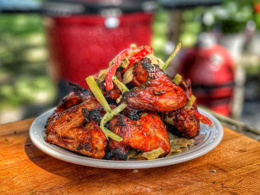 Hot Honey Wings with Red, White & Blue Slaw