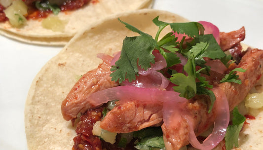 Tamarind Duck Tacos with Grilled Pineapple Relish & Pickled Red Onions