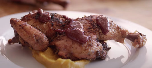Grilled Cornish Game Hen with Maple Cranberry Gastrique