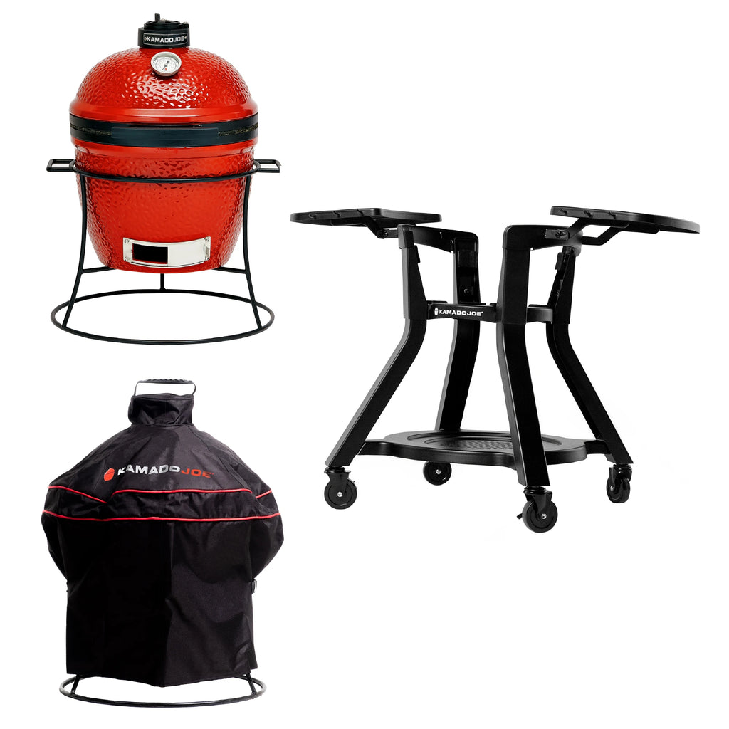 Joe Jr® plus Cover and Cart with Side Shelves Bundle Kamado Joe