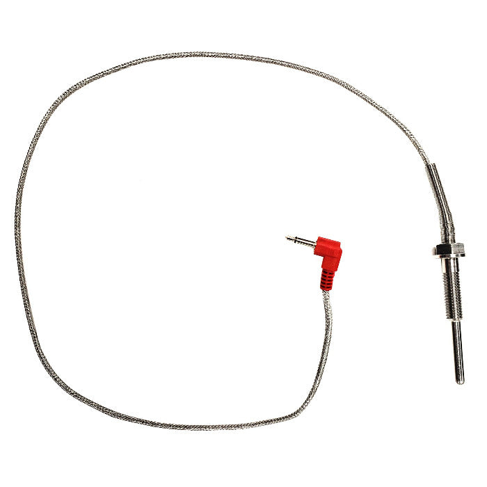 Pit probe attached to a red jack with braided cable