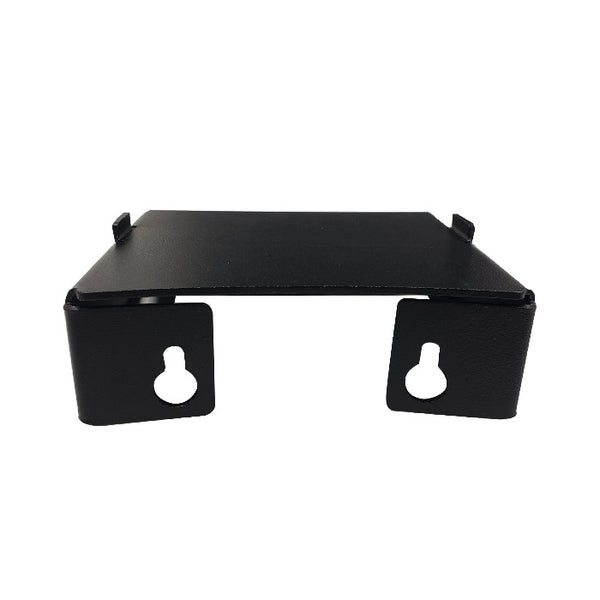 Bent brackets with mounting holes on short end, shown attached to the tray
