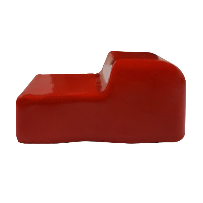 Red ceramic foot for Kamado Joe grills being used over wood surfaces or as a built-in in outdoor kitchens